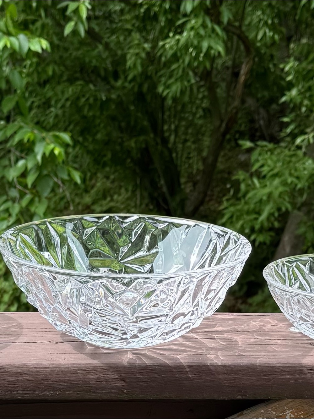 Tiffany & Co. Rock Cut Crystal Serving Bowl Set and Votive Candle Holder. - Picture 4 of 9